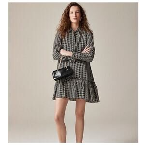 J Crew Amelia Popover Chain Print Mini Shirt Dress US Women's XS